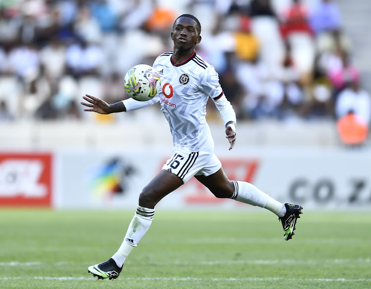 Thabang Monare in action for Orlando Pirates in the DStv Premiership match against Cape Town City at Cape Town Stadium on January 7 2023.