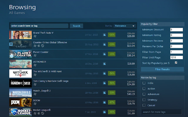 Steam Popularity Filter