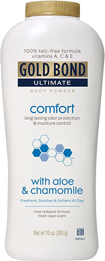 Gold Bond Ultimate Comfort Body Powder 10 oz. (Pack of 1), Talc-Free Formula with Aloe & Chamomile