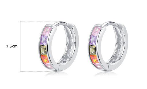 Title 1, Sterling Silver Retro Rainbow Color Matching Ea...