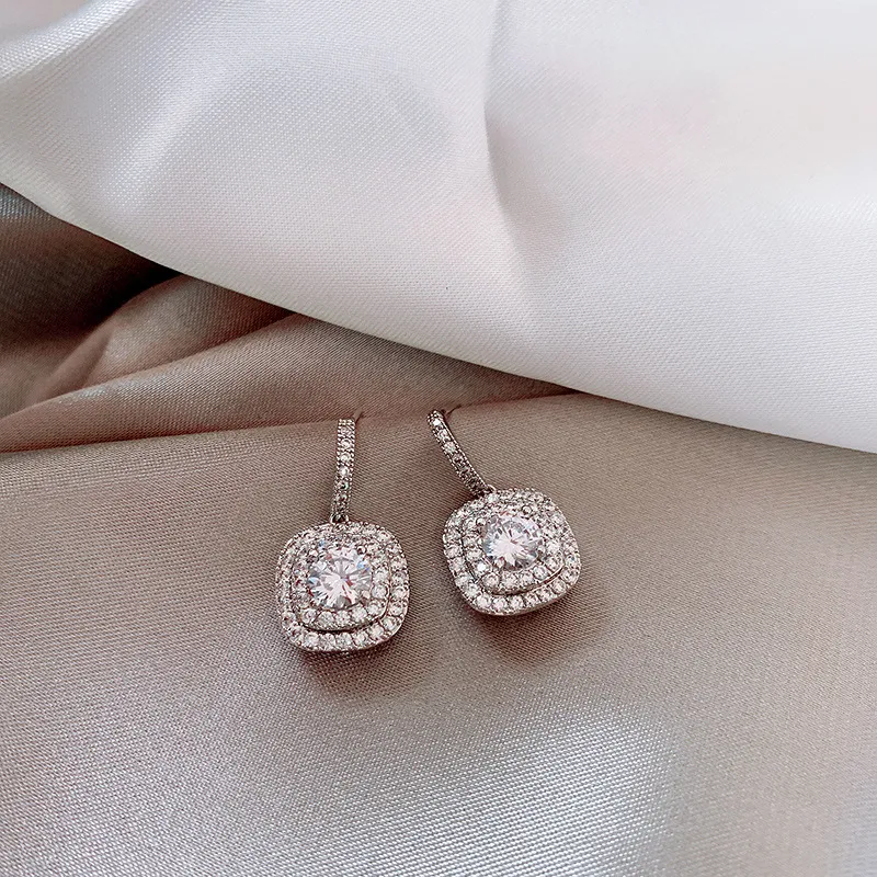 Full Diamond Micro-Inlaid Earrings Light Luxury Zirconia for exceptional sparkle and everyday elegance.