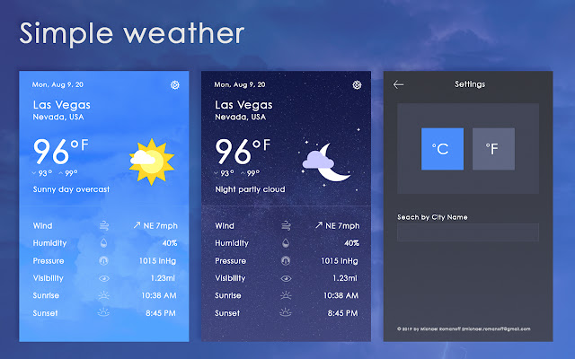 Simple Weather Report chrome extension