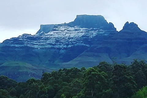 Snow-capped Cathkin Peak in Kwa-Zulu Natal central Drakensberg