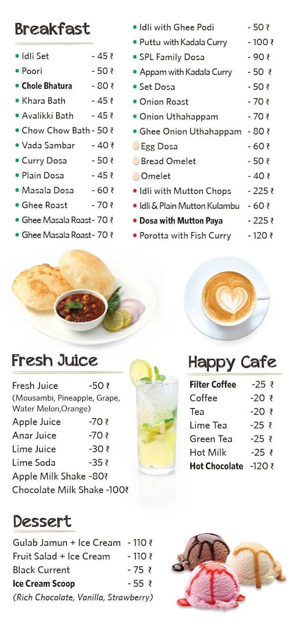 Happy House Restaurant menu 