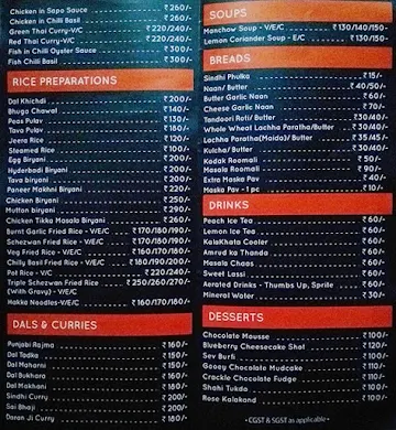 Sindhful menu 