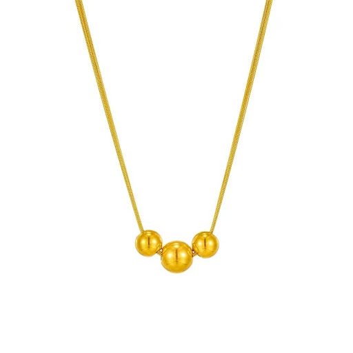 Title 5, 18K Gold Titanium Steel Metal Ball Necklace Vin...