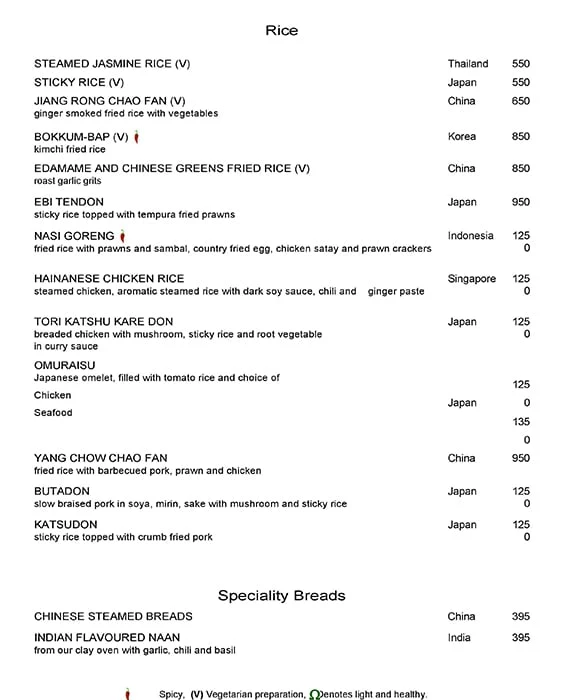 India Jones - Trident Nariman Point menu 