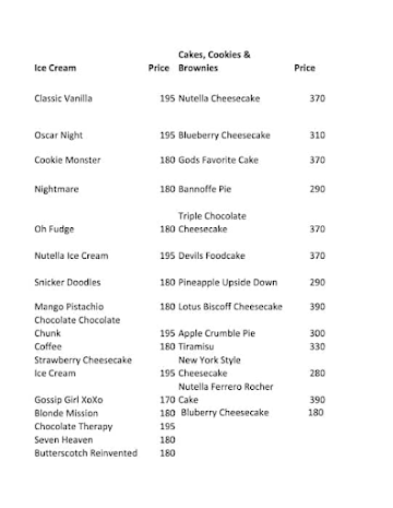 The Funnel Hill Creamery menu 