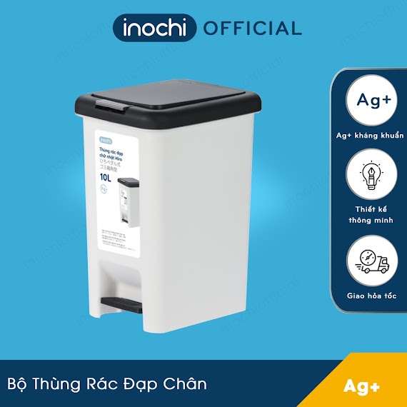 Thùng Rác Có Lõi 30L - 20L - 15L - Nhựa Cao Cấp Inochi. Có Phân Tử Ion Bạc Kháng Khuẩn, Khử Mùi.