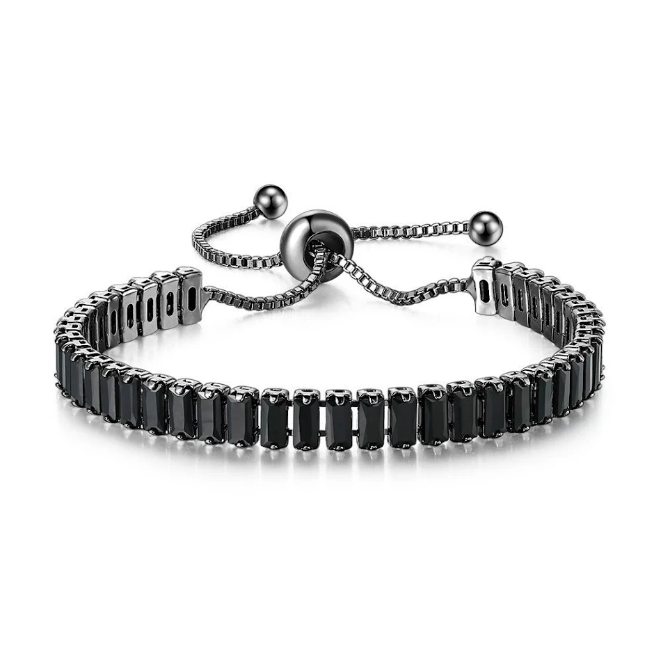 Pulseira hip hop europeu e americano com zircônia preta, geométrica e totalmente cravejada de diamantes, para um visual marcante.