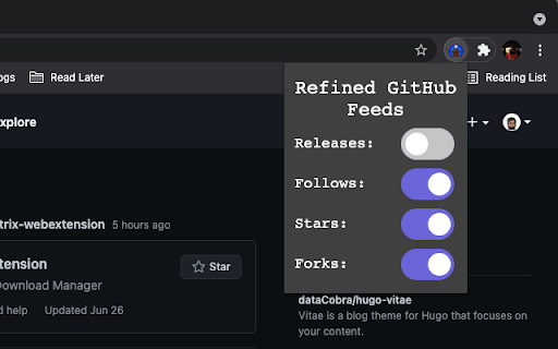 Refined Github Feeds