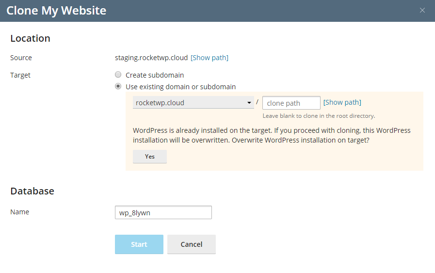 Staging WordPress con Plesk