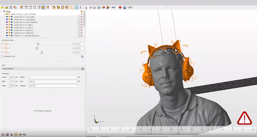 Testing the size of the headphones