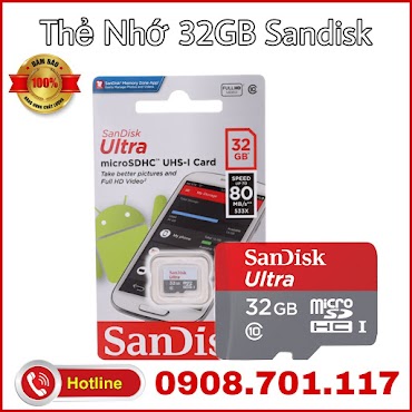 Thẻ Nhớ 32Gb Micro Sdhc Sandisk Cho Máy Ảnh Máy Quay Camra An Ninh Hành Trình