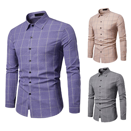 Title 5, Mens Business Plaid Slim Fit Shirt. Stylish an...