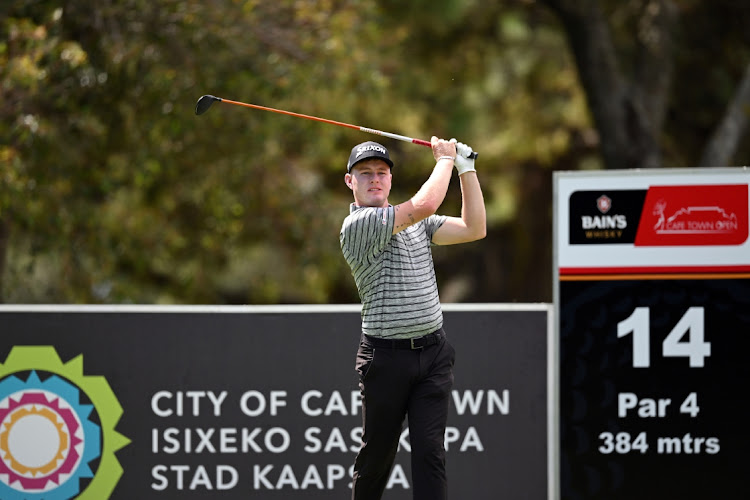 Ryan Van Velzen of South Africa plays a shot in the Bain's Whisky Cape Town Open at Royal Cape Golf Club in Cape Town, February 9 2024. Picture: JOHAN RYNNERS/GETTY IMAGES