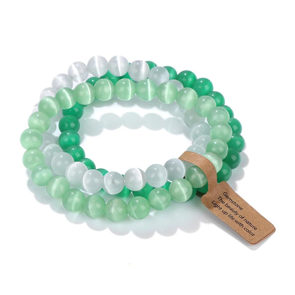 Bracelet femme avec perles en pierre naturelle de 8mm et fil élastique. Élégance naturelle, confortable et parfait pour un usage quotidien.