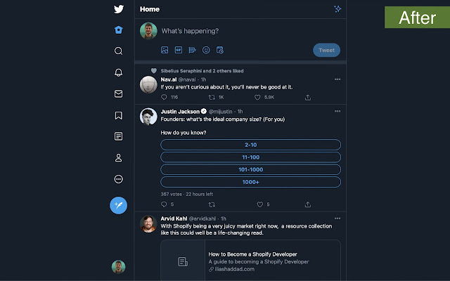 Simplified Twitter chrome extension