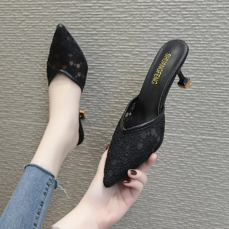 Title 1, Puntige Stiletto Sandalen en Slippers met Kant ...