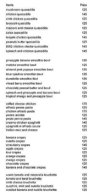 Delhi Foodie menu 