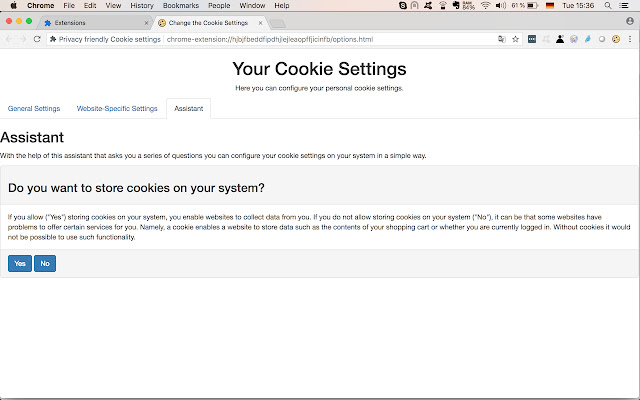 Privacy friendly Cookie settings chrome extension