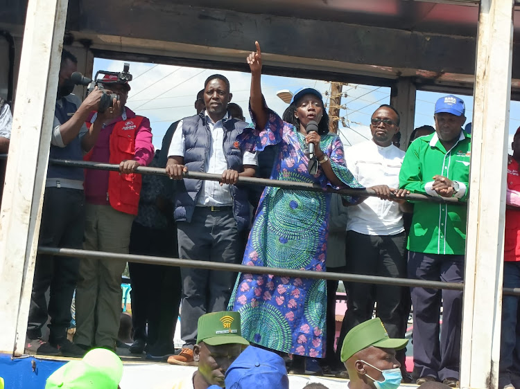 Azimio la Umoja-One Kenya presidential running mate Martha Karua in Mwea, Kirinyaga county