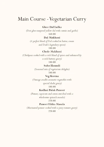 Dadi's Kitchen, lakkasandra menu 