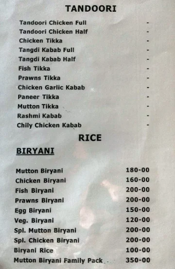 Ganga Bhavani Restaurant & Bar menu 