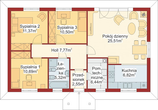 Domek Piastowski szkielet drewniany 002 ES - Rzut parteru