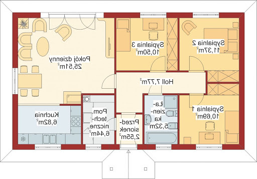 Domek Piastowski szkielet drewniany 002 ES - Rzut parteru