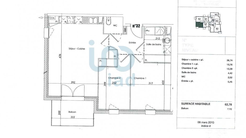 Vente appartement 3 pièces 63 m² à Toulouse (31000), 154 000 €