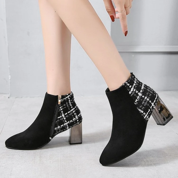 Title 7, Womens Chunky Heel Ankle High Heels with Point...