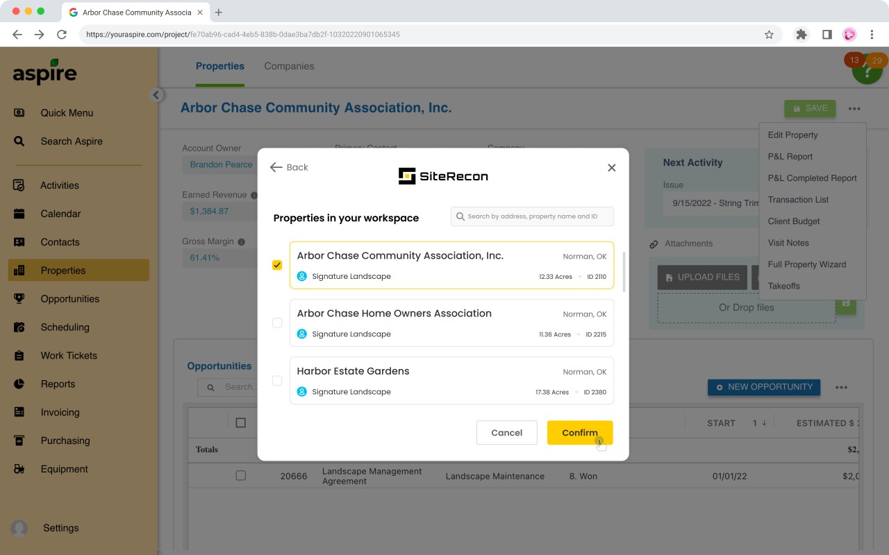 Siterecon Aspire Integration Preview image 0