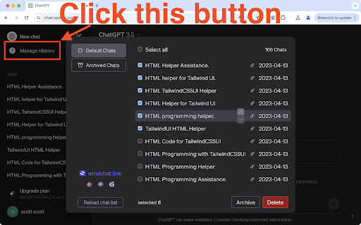 ChatGPT Batch Delete History Manager