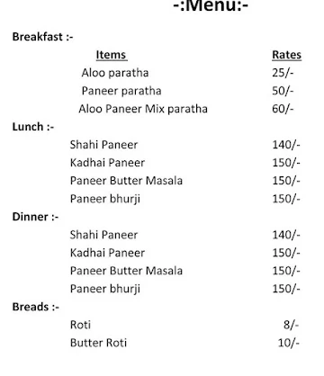 Shaina Kitchen menu 