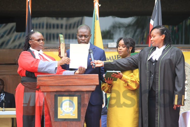 alongside his wife during his swearing in as Nairobi Governor on August 25th 2022.