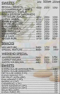 Bilal Sweets menu 2