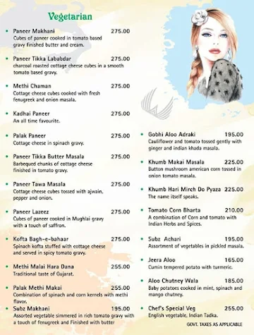 Hotel Blue Sapphire menu 