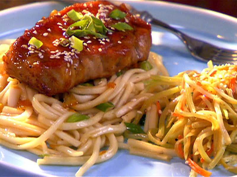 Pork Chops With Orange Soy Glaze And Udon Noodles