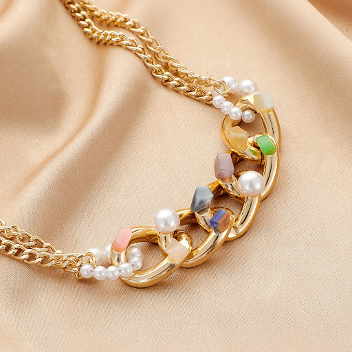 Title 5, Simple crushed stone aluminum chain pearl penda...