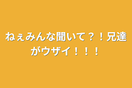 ねぇみんな聞いて？！兄達がウザイ！！！