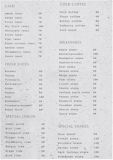 Lassi & Juice World menu 