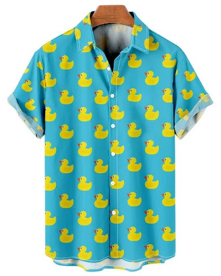 Duck 3d Print Summer Beach Shirt Men Floral Fashion Hawai... - 1