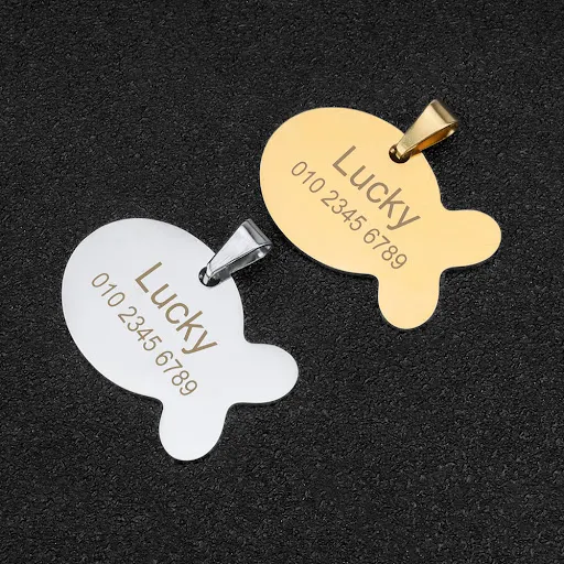 Cute Fish Anti-lost Cat Collar ID Tags Collar Engraved Personalized Nameplate Name Number Pet DIY Accessories