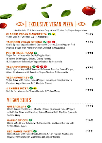 The Great Indian Pizza menu 