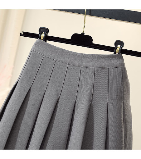 Title 5, Pleated Skirt High Waist A-Line Thin Long JK Sh...