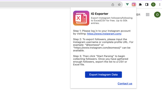 IG Follower Export tool