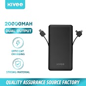 Pin Sạc Dự Phòng Kivee Pt203 10000Mah Tích Hợp Dây Sạc, Nhỏ Gọn, Tiện Lợi - Màu Đen