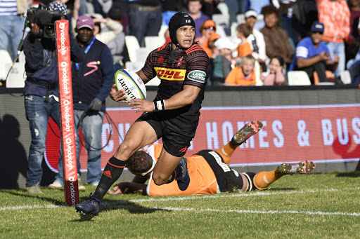 Cheslin Kolbe from the stormers in for his second try during the 2017 Super Rugby game between the Cheetahs and the Stormers at Toyota Stadium in Bloemfontein, South Africa on 1 July 2017. Gerhard Steenkamp/BackpagePix