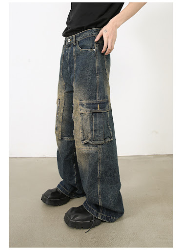 Title 6, American Washed Multi-pocket Workwear Jeans. Du...